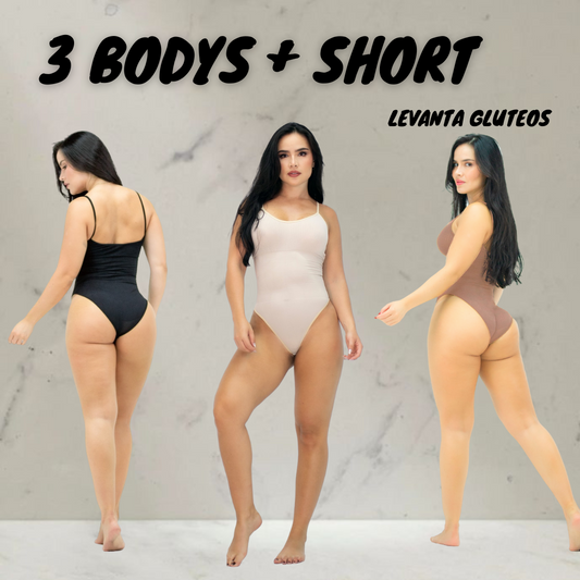 3 Bodys cómodos + Short Levanta Glúteos